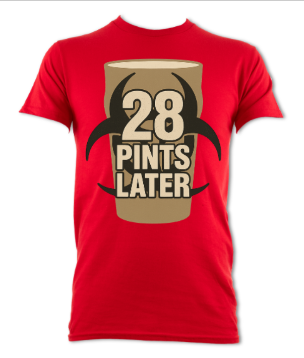 28 Pints Later Logo Shirt Red