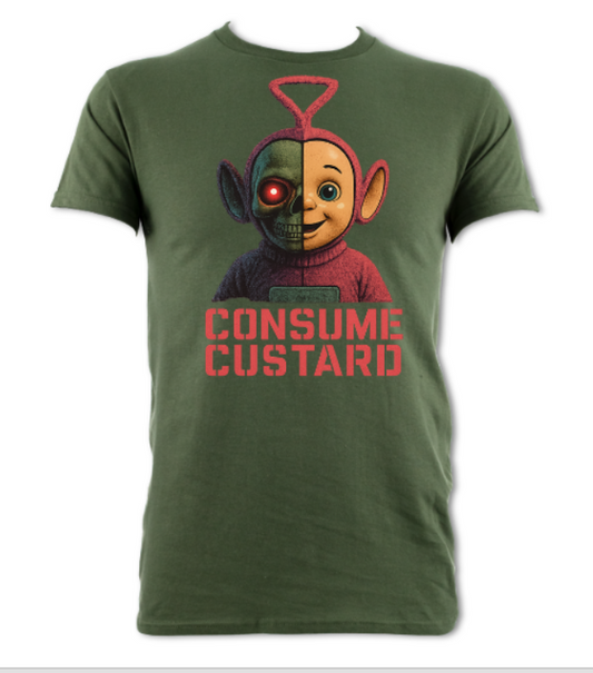 Consume Custard logo shirt The Tubbies - They Live short sleeved t-shirt