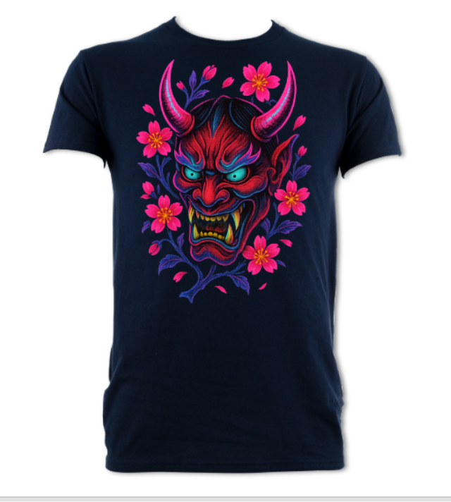 Neon Onyi and Cherry Blossoms Japanese Neon Streets short sleeved t-shirt