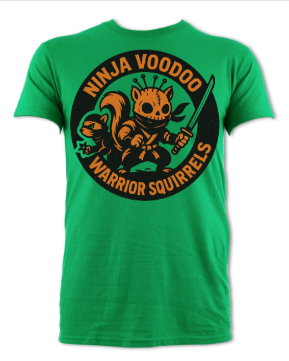 Ninja Voodoo Warrior Squirrels logo 1 short sleeved t-shirt