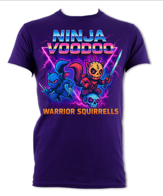 Ninja Voodoo Warrior Squirrels Logo 2 shirt black short sleeved t-shirt black