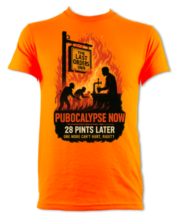 Pubocalypse Now 28 Pints Later short sleeved t-shirt
