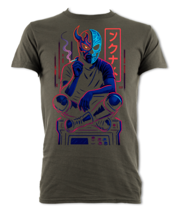 Japanese Neon Streets Spin Kick Smoke Break Shirt (2 sided) short sleeved t-shirt