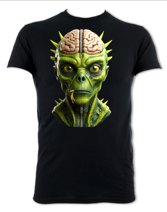 exposed brain alien short sleeved t-shirt