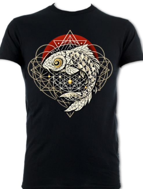 Fractal Koi Sun short sleeved t-shirt