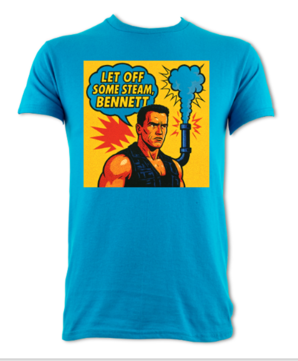 let off some steam Bennett pop art t-shirt sapphire