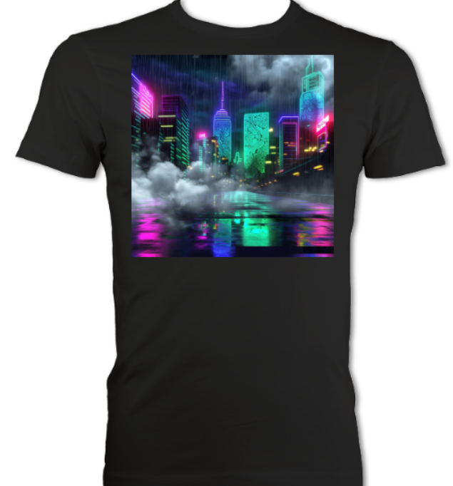 Neon Paisley Streets Short Sleeved T-shirt Black