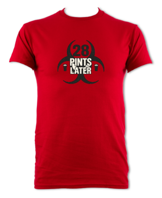 28 Pints Later Logo 2 short sleeved t-shirt Red