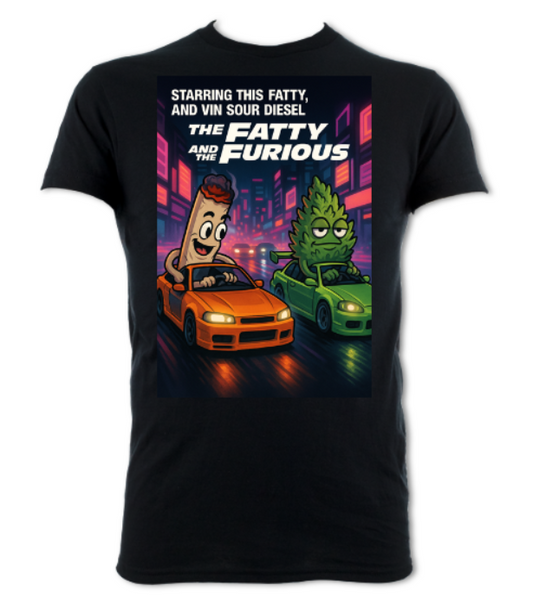 Fatty And The Furious Tee vin sour diesel poster Black short sleeved t-shirt
