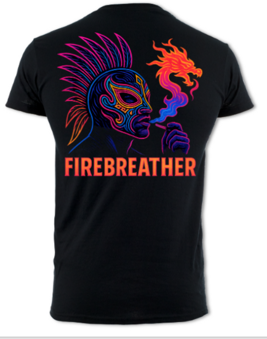 Firebreather Neon Luchador Logo(2 Sided) short sleeved t-shirt