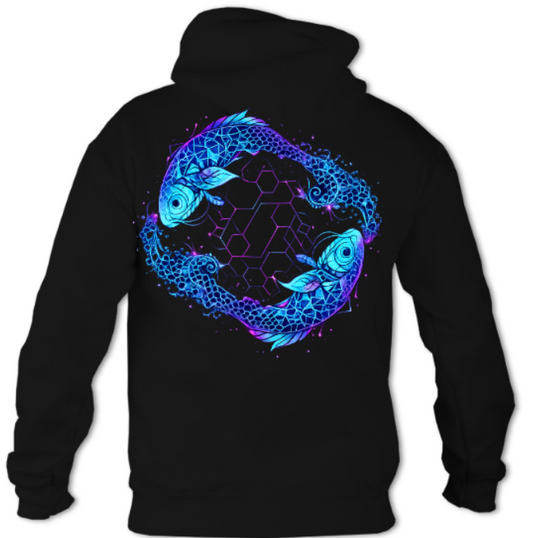 Geometric Fractal Koi Yin Yang hoodie
