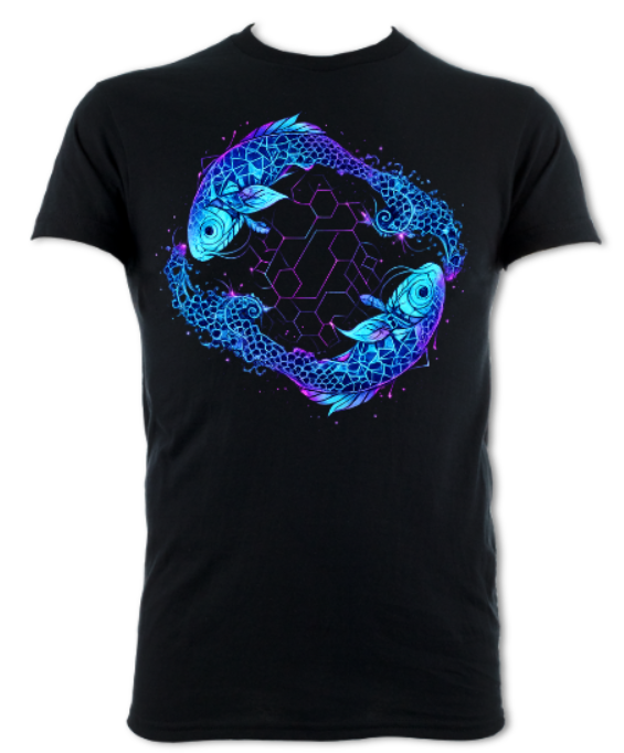 Geometric Fractal Koi Yin Yang t-shirt