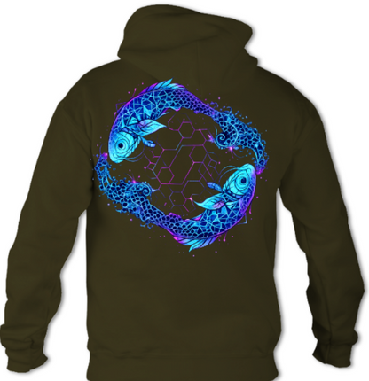Geometric Fractal Koi Yin Yang hoodie