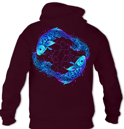 Geometric Fractal Koi Yin Yang hoodie