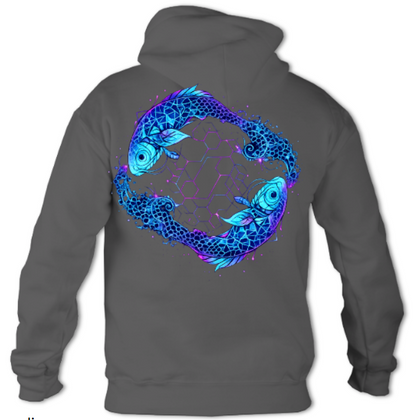 Geometric Fractal Koi Yin Yang hoodie