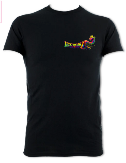 LICK ’EM LOW Tee – Psychedelic Court Chaos Graphic Shirt