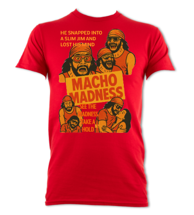 MACHO MADNESS ORANGE AND RED LOGO tee red short sleeved t-shirt red