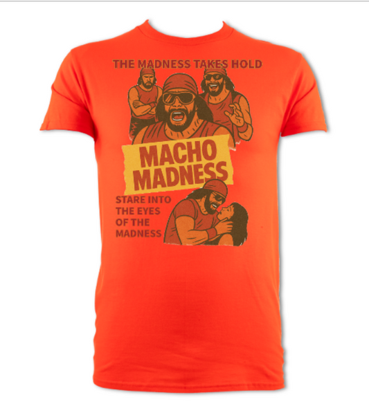 MACHO MADNESS RED YELLOW LOGO 2 tee orange short sleeved t-shirt orange