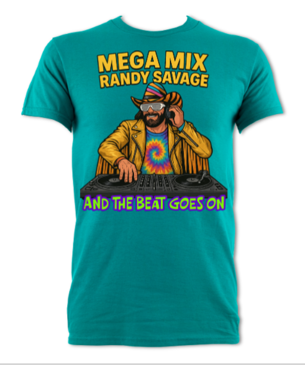 Maga Mix Randy Savage and the beat goes on Jade antique tee