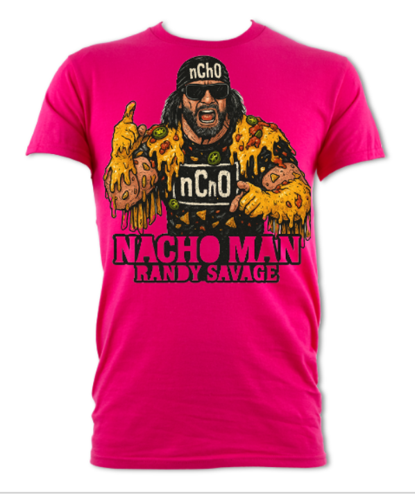 NACHO MAN RANDY SAVAGE NCHO logo Pink Heliconia short sleeved t-shirt