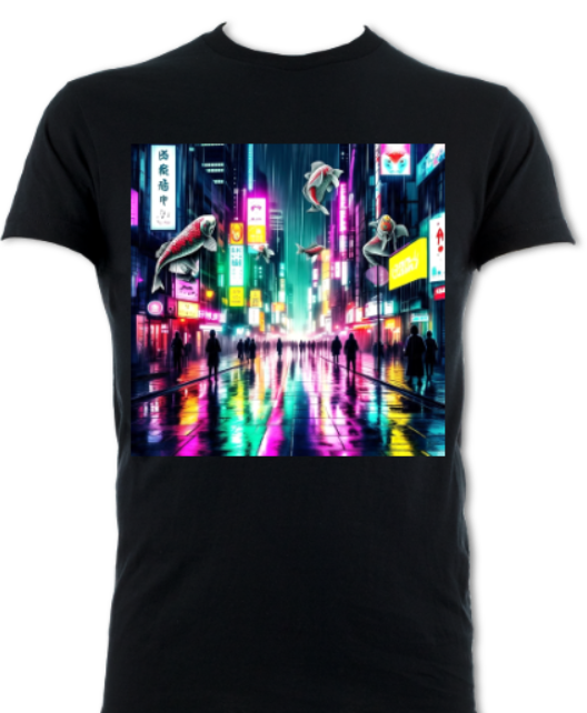 Neon Street Karp Japanese Neon Streets Short Sleeved T-Shirt