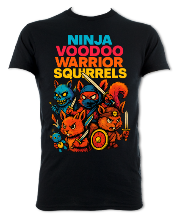 Ninja Voodoo Warrior Squirrels logo 2 Short sleeved t-shirt black
