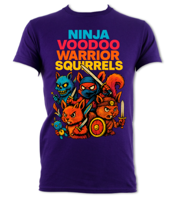 Ninja Voodoo Warrior Squirrels logo 2 Short sleeved t-shirt black