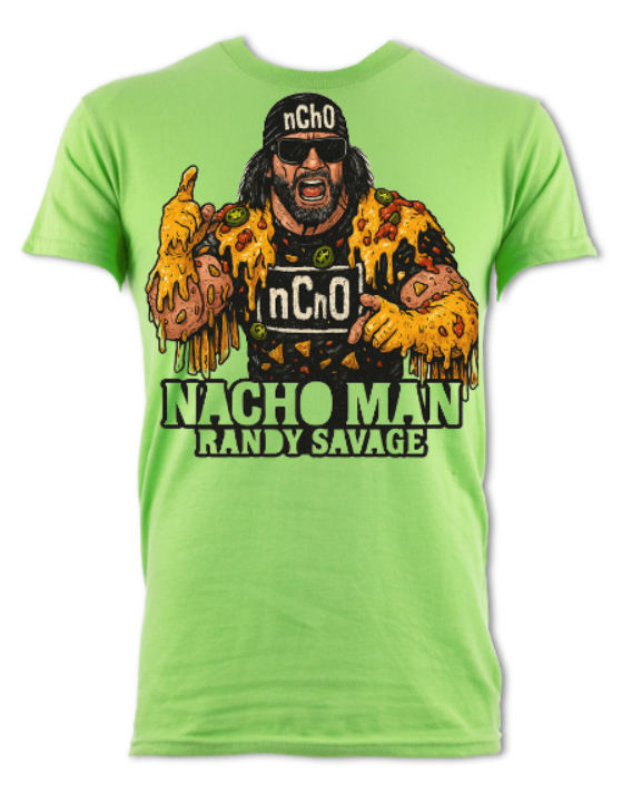 Nacho Man Randy Savage NCHO Logo Short Sleeved T-Shirt Guacamole Lime