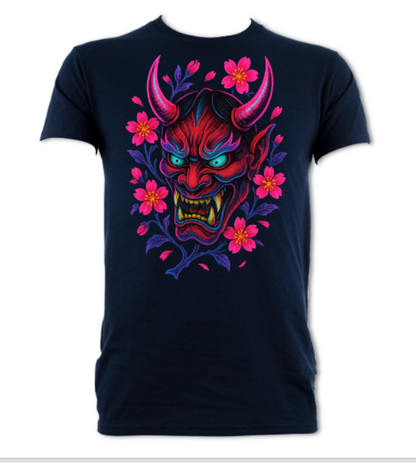 Neon Onyi and Cherry Blossoms Japanese Neon Streets short sleeved t-shirt