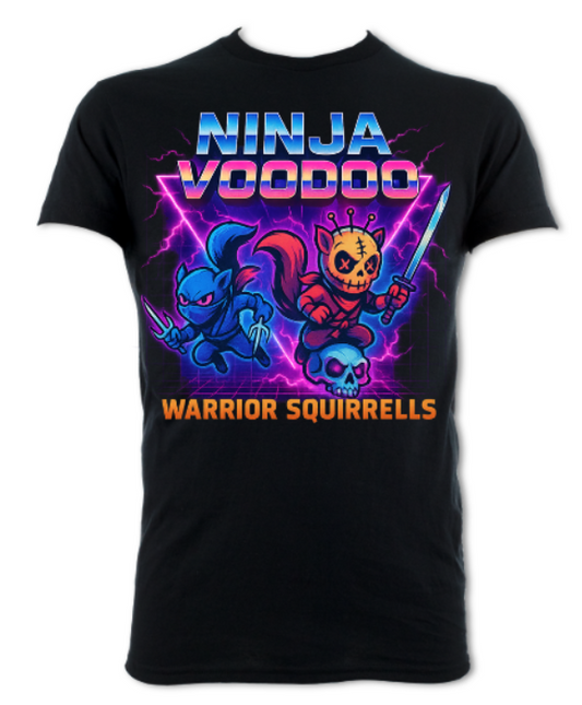 Ninja Voodoo Warrior Squirrels Logo 2 shirt black short sleeved t-shirt black