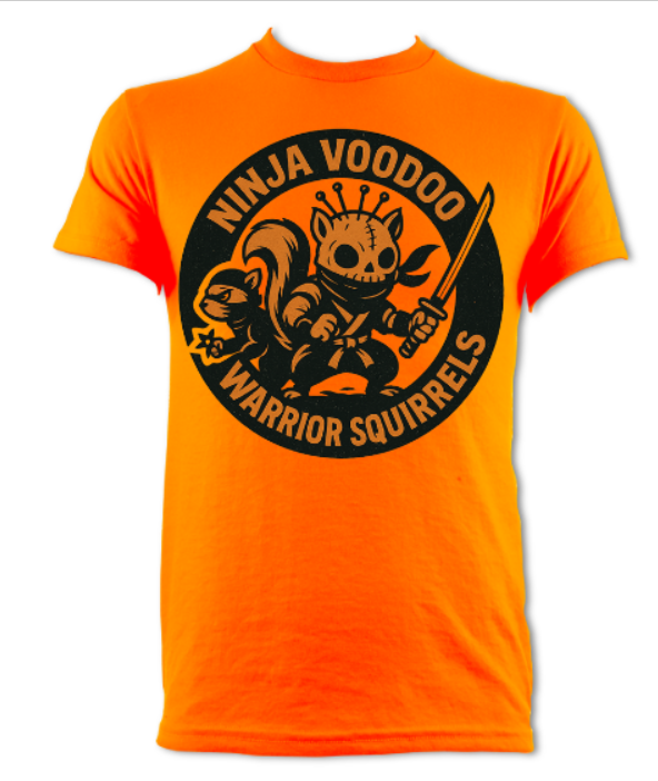 Ninja Voodoo Warrior Squirrels logo 1 short sleeved t-shirt