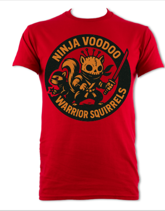 Ninja Voodoo Warrior Squirrels logo 1 short sleeved t-shirt