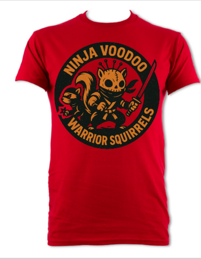 Ninja Voodoo Warrior Squirrels logo 1 short sleeved t-shirt