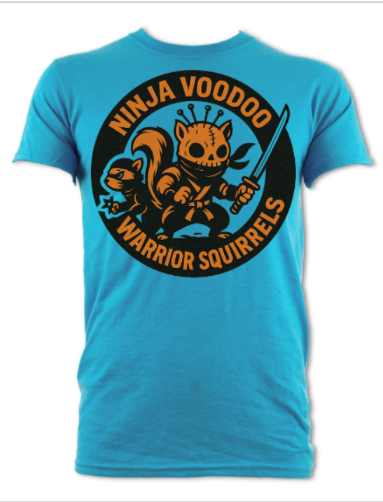 Ninja Voodoo Warrior Squirrels logo 1 short sleeved t-shirt