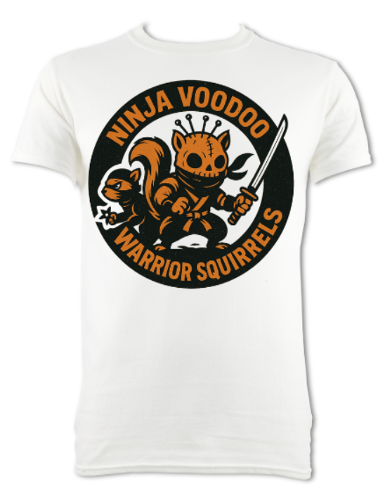Ninja Voodoo Warrior Squirrels logo 1 short sleeved t-shirt