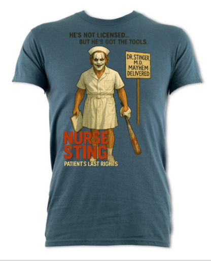 Sting Joker Parody Tribute Shirt Nurse Sting Mayhem Delivered Short sleeved t-shirt