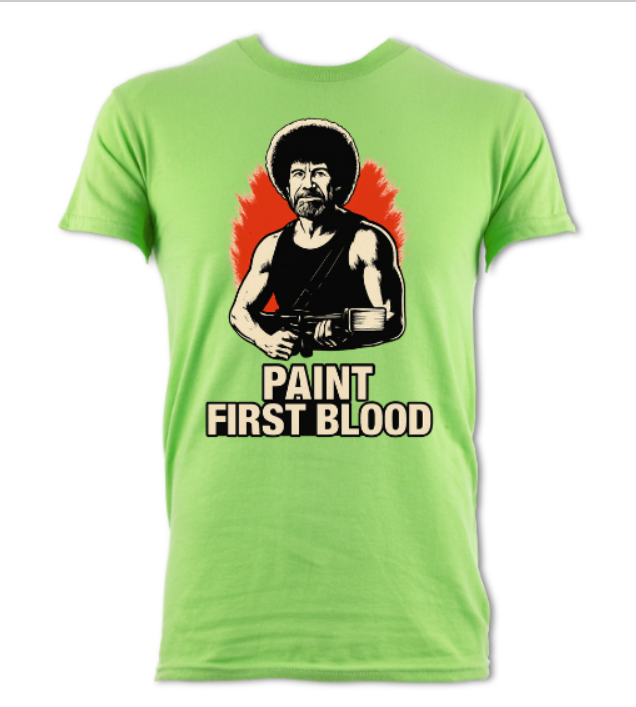 Paint First Blood Bob Ross short sleeved t-shirt various colours