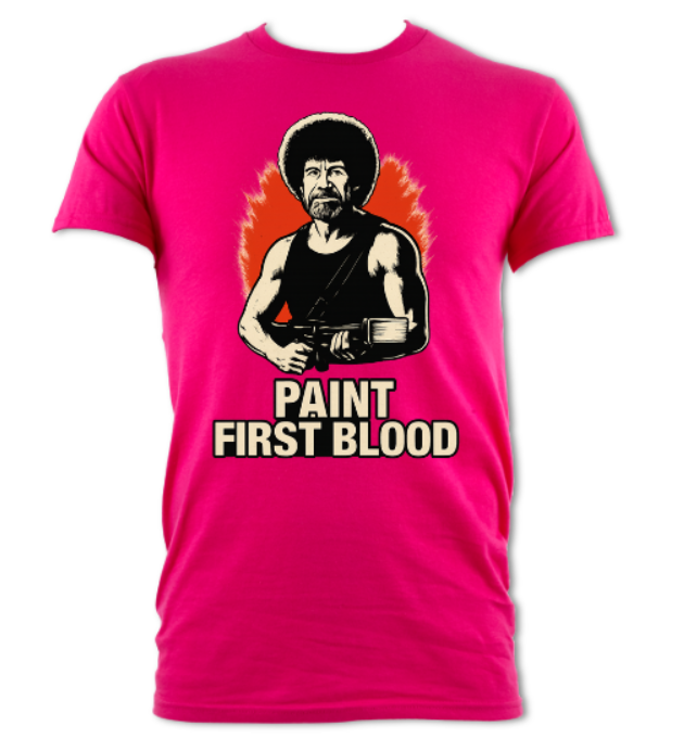 Paint First Blood Bob Ross short sleeved t-shirt various colours