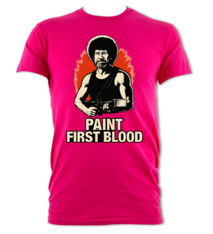 Paint First Blood Bob Ross short sleeved t-shirt various colours