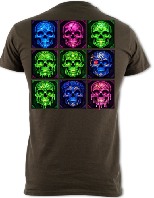 Paisley Skull Grid short sleeved t-shirt