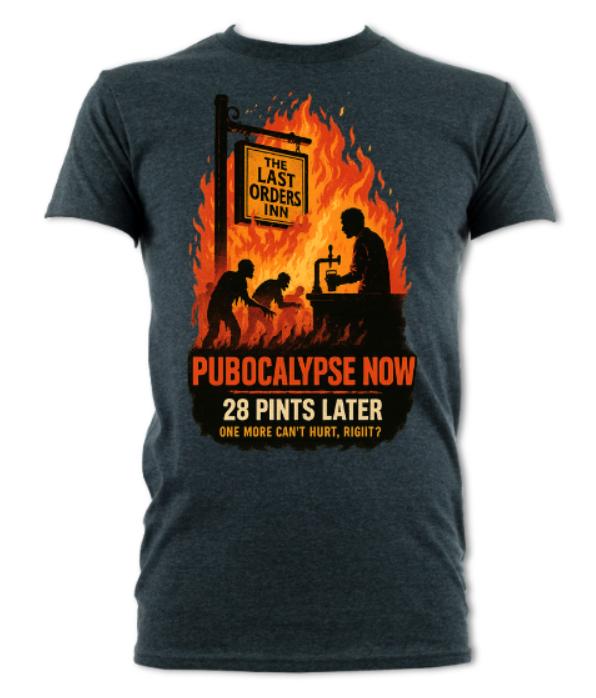 Pubocalypse Now 28 Pints Later short sleeved t-shirt