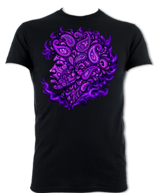 Purple Paisley Haze Jimi Hendrix tribute short sleeved t-shirt