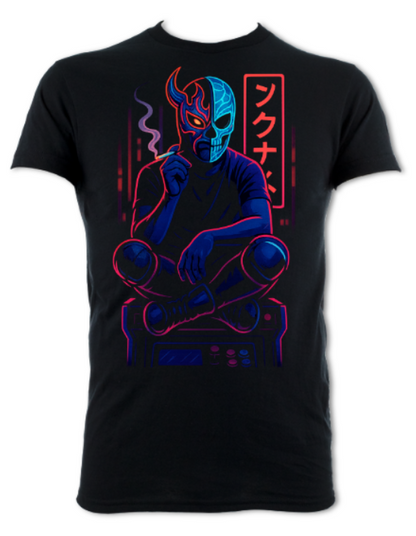 Japanese Neon Streets  Spin Kick Smoke Break Shirt (2 sided) short sleeved t-shirt