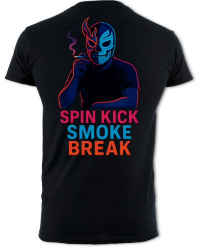 Japanese Neon Streets  Spin Kick Smoke Break Shirt (2 sided) short sleeved t-shirt