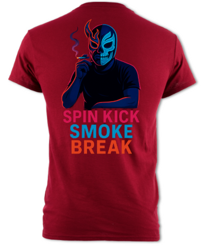 Japanese Neon Streets  Spin Kick Smoke Break Shirt (2 sided) short sleeved t-shirt