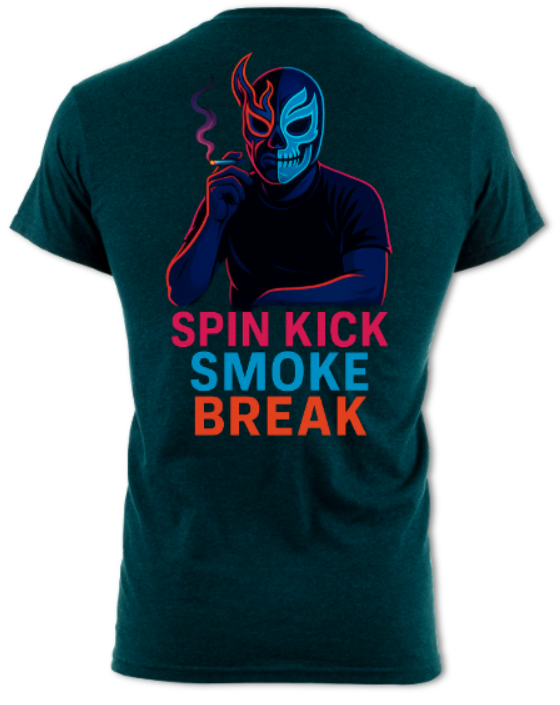 Japanese Neon Streets  Spin Kick Smoke Break Shirt (2 sided) short sleeved t-shirt