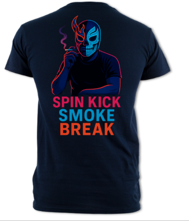 Japanese Neon Streets  Spin Kick Smoke Break Shirt (2 sided) short sleeved t-shirt