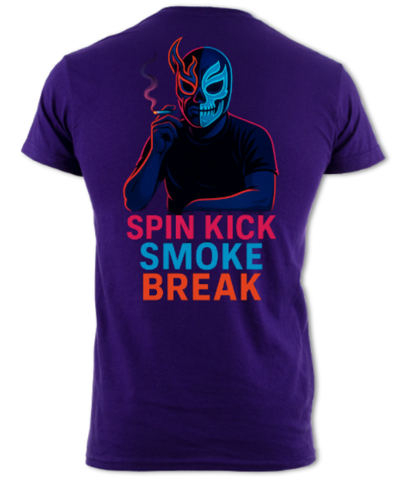 Japanese Neon Streets  Spin Kick Smoke Break Shirt (2 sided) short sleeved t-shirt