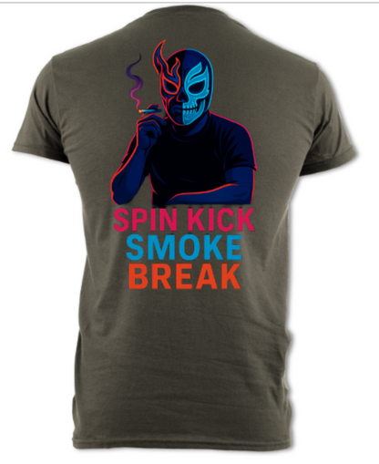 Japanese Neon Streets  Spin Kick Smoke Break Shirt (2 sided) short sleeved t-shirt