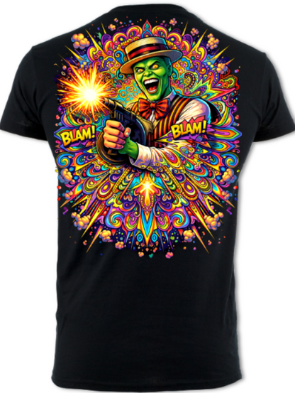 Masked Mayhem I — Muzzle-Flash Mandala: A Tommay Guhn short sleeved shirt black